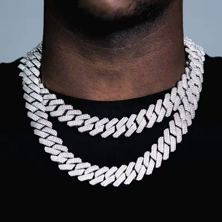 Iced Out CZ Stone Men jewelry Hip Hop Micro Pave Cuban Link Chain High Quality Heavy Chunky Necklace 3 Rows Cubic Zirconia