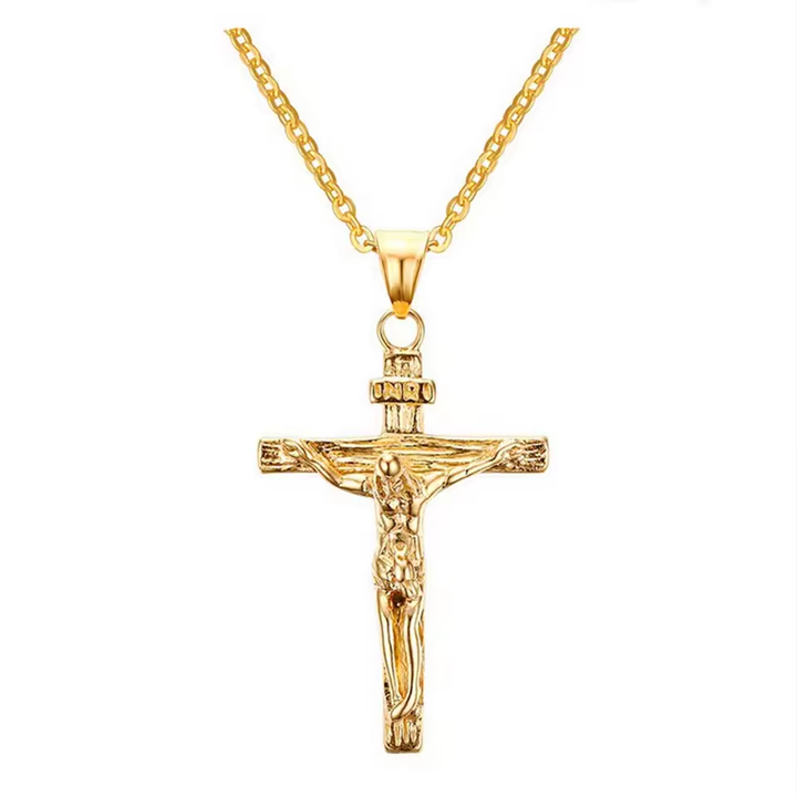 2026 New Model Fashion Crucifix Jesus Christ Men's Jewelry Gold Brown Silver Color Metal Cross Pendant with Neck Chain Necklaces