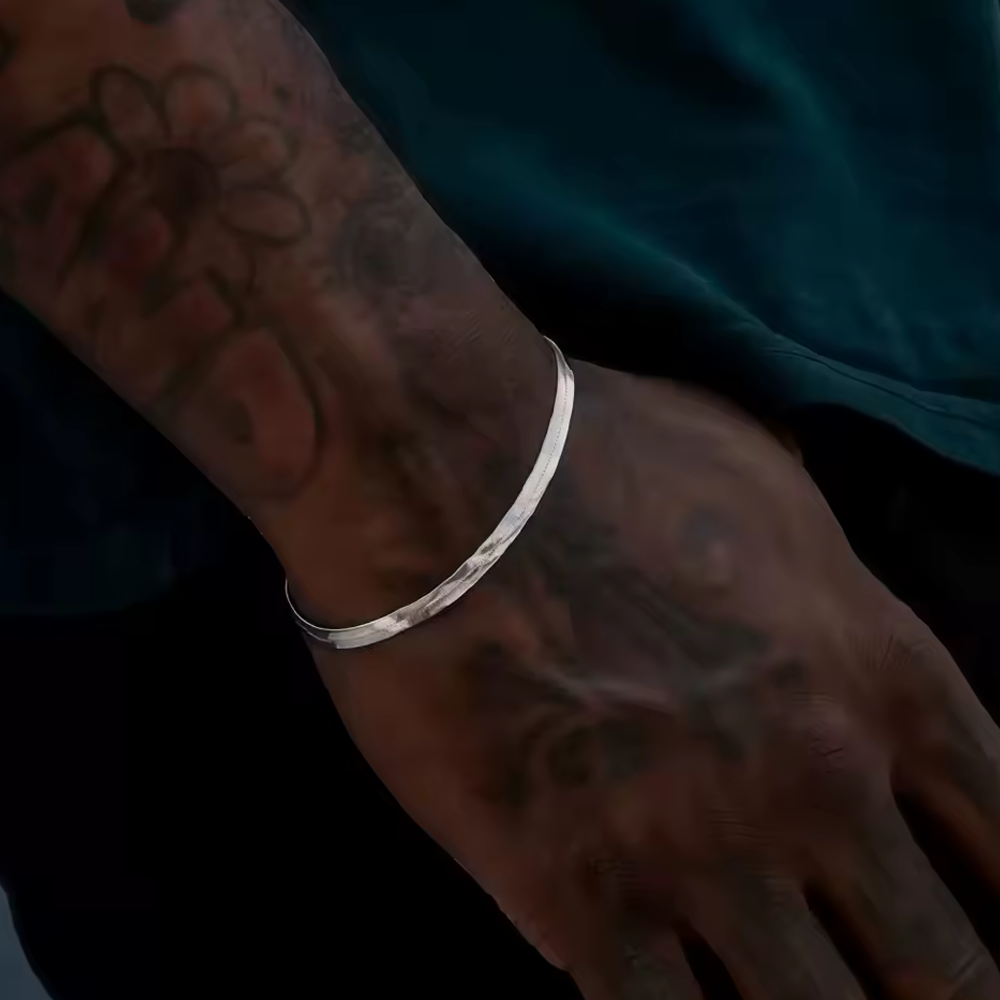 3mm Silver Color Stainless Steel Flat Chain Bracelet Simple Bracelet For Men Retro Jewelry Trendy Accessories Women Bracelet