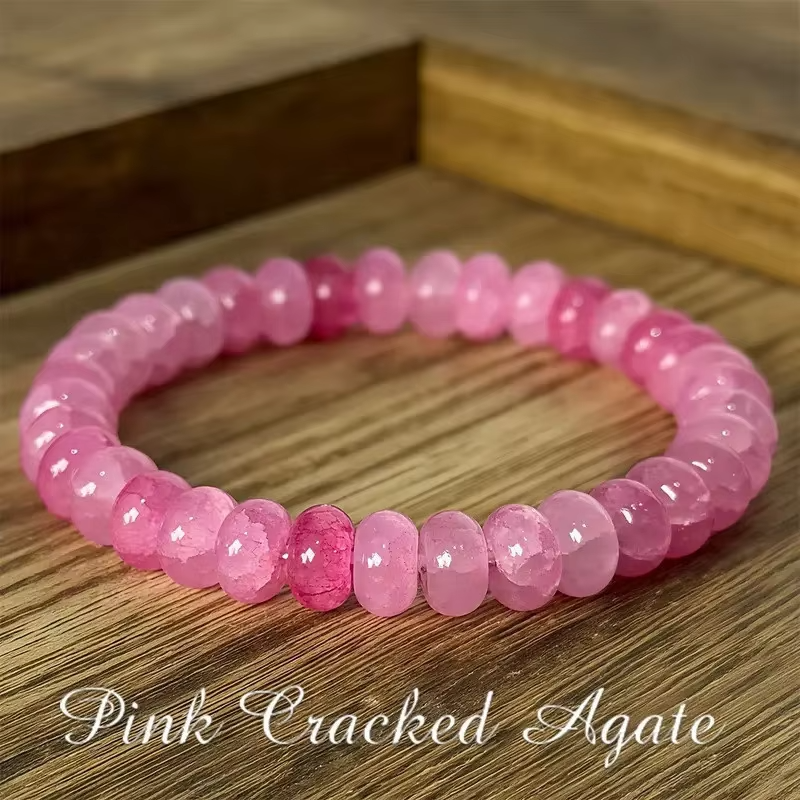 1/pc Elegant Pink Agate Anti Anxiety Bracelet for Relaxation Natural Stone, Bohemian and Retro Style Perfect Gift for Men Women