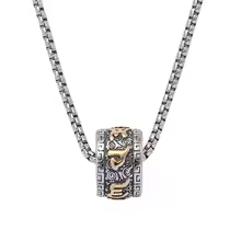Six-character Mantra, Transfer Beads, Titanium Steel Men's Necklace, Stainless Steel Pendant, Non-fading Jewelry