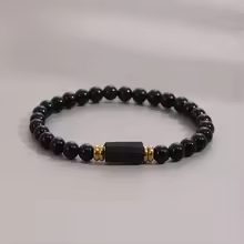 Raw Black Tourmaline Black Tourmaline bracelet, 6mm wrist mara, protection, grounding, stress relief, root chakra,1pc