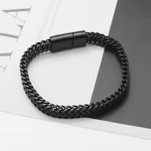 Luxury Men Stainless Steel Bracelet Silver Color Franco Chain Fashion Man Bracelet with Metal Magnetic Clasp