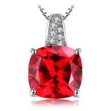 JewelryPalace Simulated Nano Green Emerald Created Ruby 925 Sterling Silver Pendant Necklace Women Gemstone Solitaire No Chain