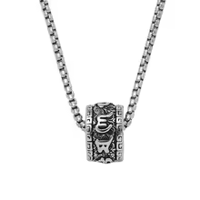 Six-character Mantra, Transfer Beads, Titanium Steel Men's Necklace, Stainless Steel Pendant, Non-fading Jewelry
