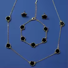 Europe and America Accessory Water Drop Necklace Four-Piece Set Fashion Bracelets Rings Earrings Necklace Paty Jewerly Set Gift