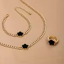 Europe and America Accessory Water Drop Necklace Four-Piece Set Fashion Bracelets Rings Earrings Necklace Paty Jewerly Set Gift