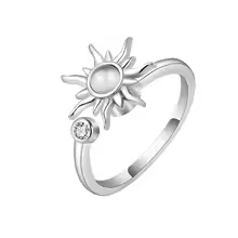 Sunflower Rotating Anxiety Ring For Women Spinner Fidgets Adjustable Open Rings Cute Animal Butterfly Turtle Bague Anti Stress