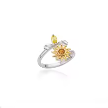 Anti Stress Anxiety Ring For Women Stainless Steel Sun Pendant Spinner Fidget Rings Fashion Birthday Jewelry Gift Free Shipping