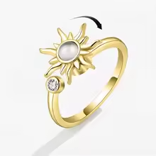 Sunflower Rotating Anxiety Ring For Women Spinner Fidgets Adjustable Open Rings Cute Animal Butterfly Turtle Bague Anti Stress