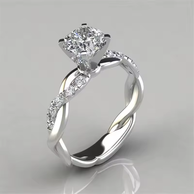 Fashion Luxury Rhinestones Rings for Women Men Korean Romantic Shiny Zircon Cross Lovers' Ring Commitment Wedding Jewelry Gift