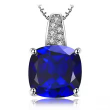 JewelryPalace Simulated Nano Green Emerald Created Ruby 925 Sterling Silver Pendant Necklace Women Gemstone Solitaire No Chain