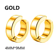 2 Pcs Classic Korean Punk Stainless Steel Ear Clip Earrings for Men Women Black No Pierced Fake Ear Circle New Pop Jewelry