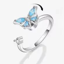 Sunflower Rotating Anxiety Ring For Women Spinner Fidgets Adjustable Open Rings Cute Animal Butterfly Turtle Bague Anti Stress