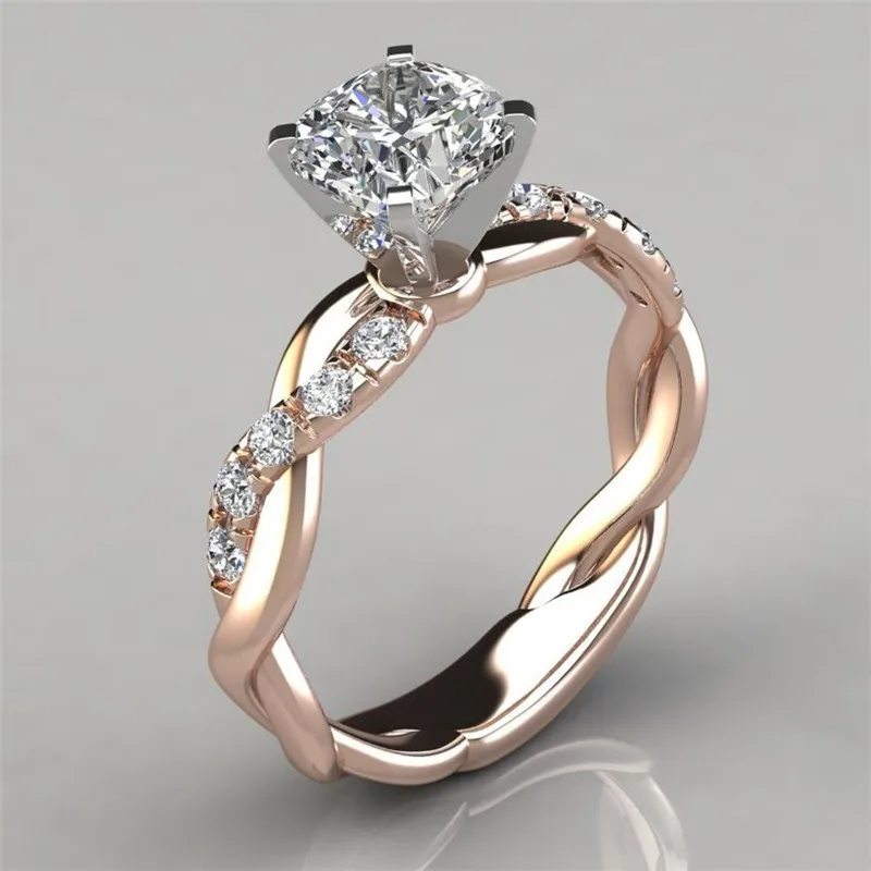 Fashion Luxury Rhinestones Rings for Women Men Korean Romantic Shiny Zircon Cross Lovers' Ring Commitment Wedding Jewelry Gift