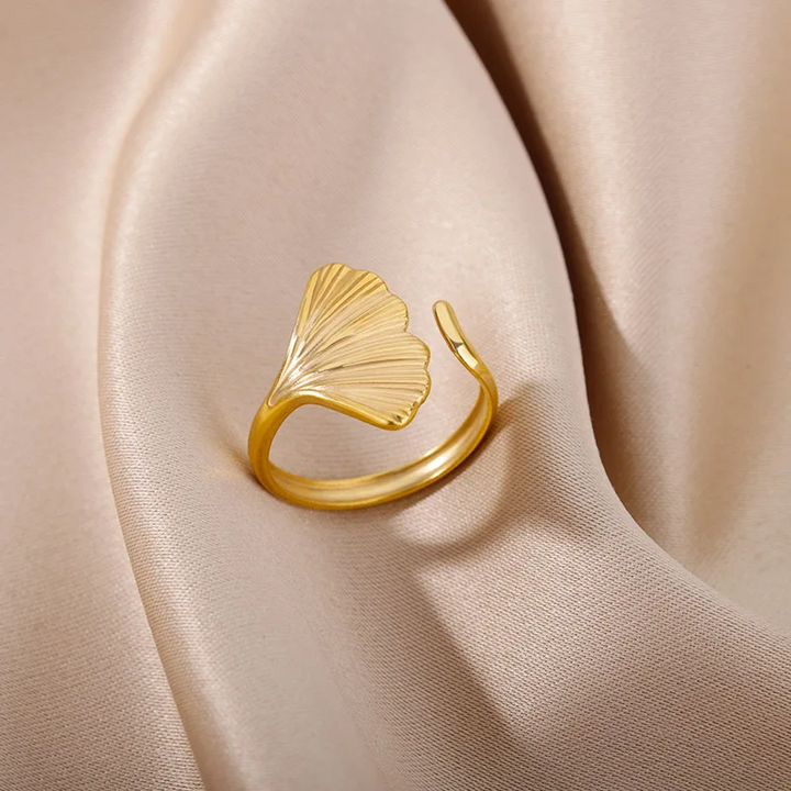 Vintage Ginkgo Leaf Rings For Women Stainless Steel Adjustable Open Finger Ring 2024 New Wedding Aesthetic Jewerly anillos mujer