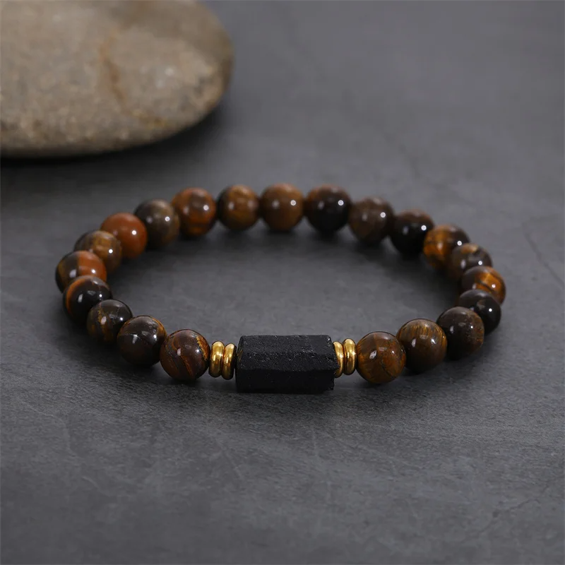 Raw Black Tourmaline Black Tourmaline bracelet, 6mm wrist mara, protection, grounding, stress relief, root chakra,1pc