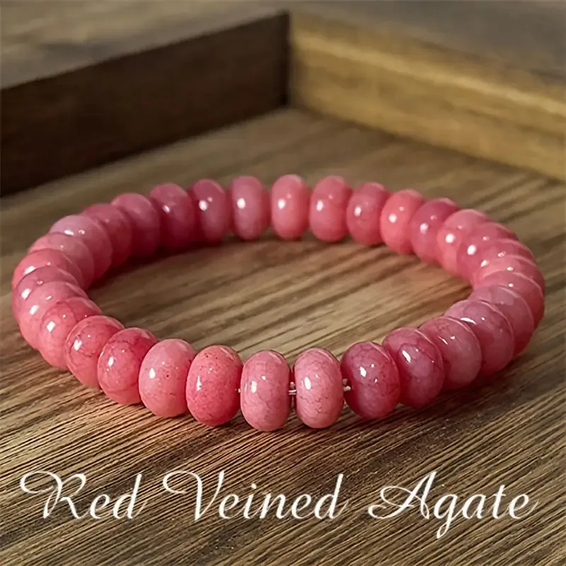1/pc Elegant Pink Agate Anti Anxiety Bracelet for Relaxation Natural Stone, Bohemian and Retro Style Perfect Gift for Men Women