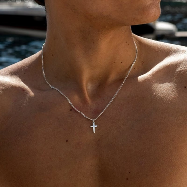 Fashion Minimalist Cross Pendant Necklace for Men Perfect Gift for Boyfriend Trendy Stylish Jewelry